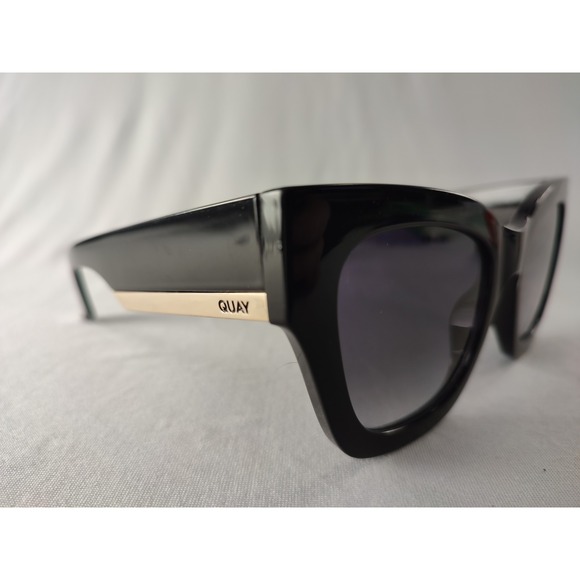Quay Australia Accessories - Quay Australia By The Way Black Smoke Gradient Sunglasses Gold Logo Bar 54mm